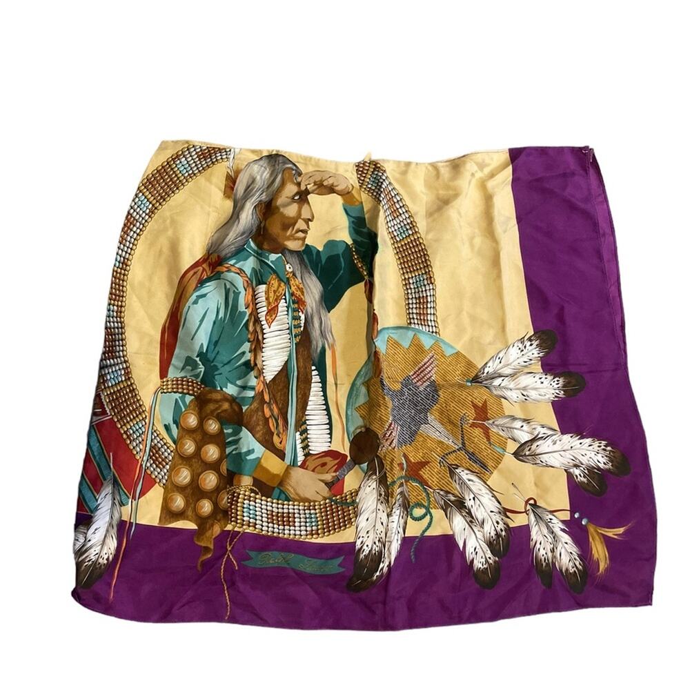 Ralph Lauren Indian Polo Country silk Wrap Skirt Southwestern Tribal Aztec Sz:8